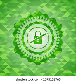 inaccessible icon inside green mosaic emblem