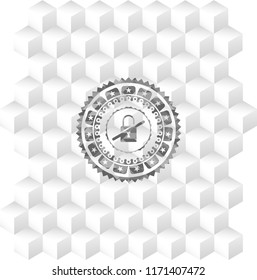 inaccessible icon inside grey badge with geometric cube white background
