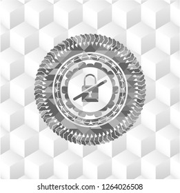 inaccessible icon inside grey badge with geometric cube white background
