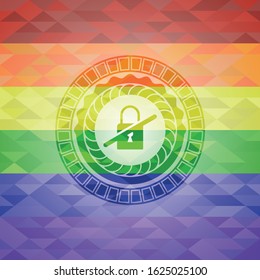 inaccessible icon inside lgbt colors emblem 
