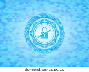 inaccessible icon inside light blue emblem. Mosaic background