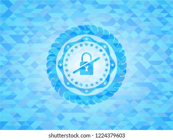 inaccessible icon inside light blue emblem with triangle mosaic background