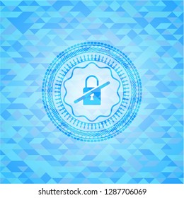 inaccessible icon inside light blue emblem with mosaic ecological style background