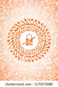 inaccessible icon inside orange mosaic emblem