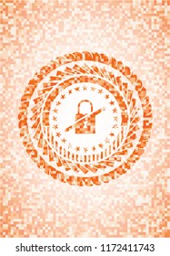 inaccessible icon inside orange mosaic emblem with background