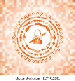 inaccessible icon inside orange mosaic emblem with background