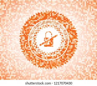 inaccessible icon inside orange mosaic emblem