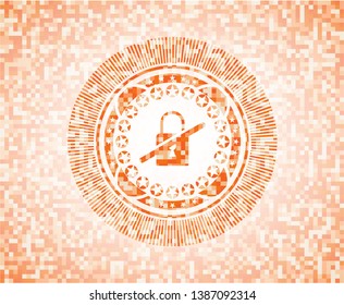 inaccessible icon inside orange mosaic emblem with background