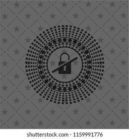 inaccessible icon inside realistic dark emblem