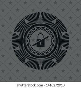 inaccessible icon inside realistic dark emblem