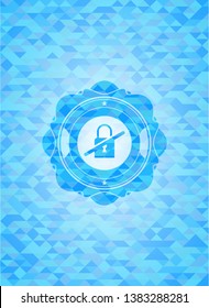 inaccessible icon inside realistic light blue mosaic emblem