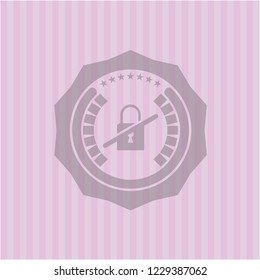 inaccessible icon inside realistic pink emblem