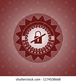 inaccessible icon inside realistic red emblem