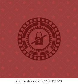 inaccessible icon inside realistic red emblem