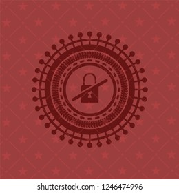 inaccessible icon inside realistic red emblem