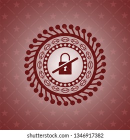 inaccessible icon inside realistic red emblem