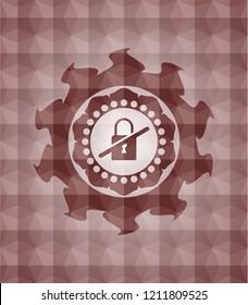 inaccessible icon inside red badge with geometric pattern. Seamless.