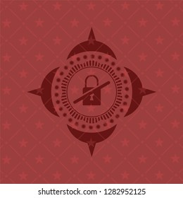 inaccessible icon inside red emblem. Retro