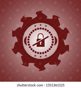 inaccessible icon inside red emblem. Retro