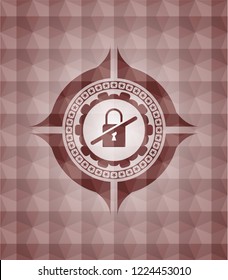 inaccessible icon inside red geometric badge. Seamless.