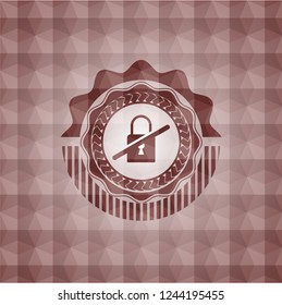 inaccessible icon inside red geometric badge. Seamless.