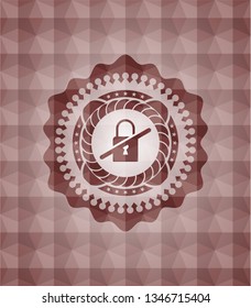 inaccessible icon inside red geometric badge. Seamless.