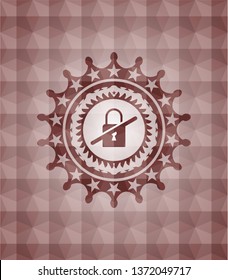 inaccessible icon inside red polygonal badge. Seamless.