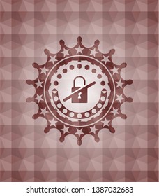 inaccessible icon inside red seamless geometric badge.