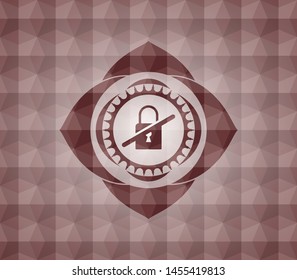 inaccessible icon inside red seamless polygonal badge.