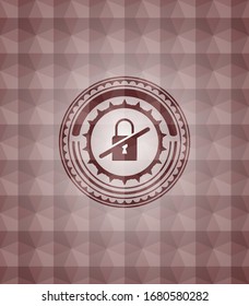 inaccessible icon inside red seamless badge with geometric pattern background.