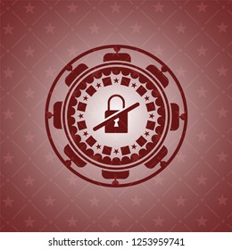 inaccessible icon inside retro red emblem