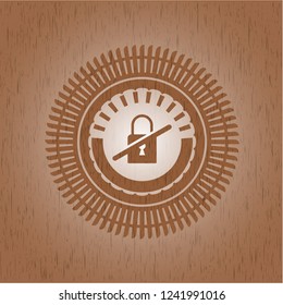 inaccessible icon inside retro style wood emblem
