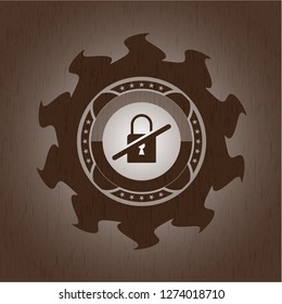 inaccessible icon inside retro style wood emblem