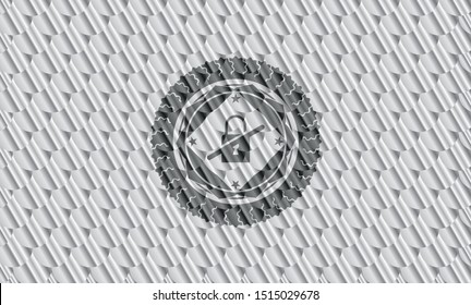 inaccessible icon inside silver emblem. Scales pattern. Vector Illustration. Detailed.