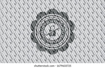 inaccessible icon inside silver emblem. Scales pattern. Vector Illustration. Detailed.