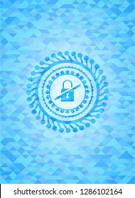 inaccessible icon inside sky blue emblem with triangle mosaic background