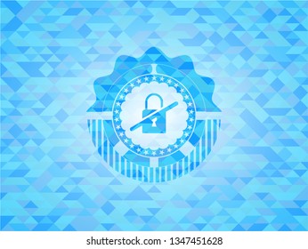 inaccessible icon inside sky blue emblem with mosaic ecological style background