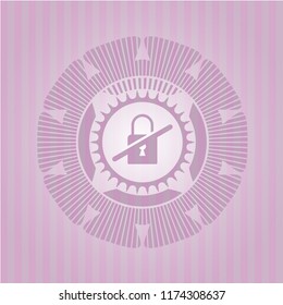 inaccessible icon inside vintage pink emblem