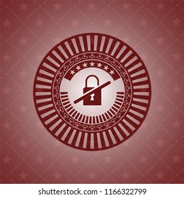 inaccessible icon inside vintage red emblem