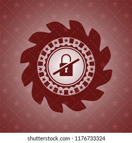 inaccessible icon inside vintage red emblem