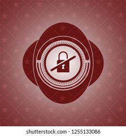 inaccessible icon inside vintage red emblem