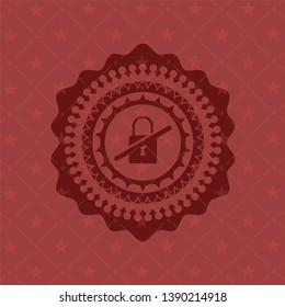 inaccessible icon inside vintage red emblem