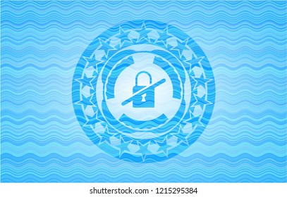 inaccessible icon inside water wave concept badge background.