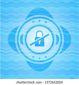 inaccessible icon inside water wave concept style badge.