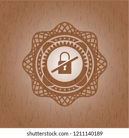 inaccessible icon inside wood emblem. Retro