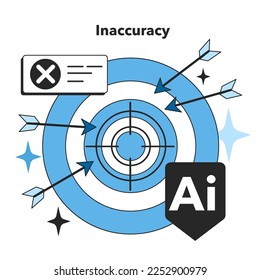 Inaccuracy as an artificial neural network disadvantage. Self-learning computing system for data processing. Deep machine learning modern technology. Flat vector illustration