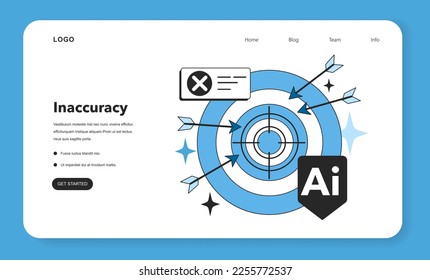 La inexactitud como red neuronal artificial desfavorece el banner web o la página de aterrizaje. Sistema de computación de autoaprendizaje para el procesamiento de datos. Aprendizaje profundo de máquinas. Ilustración vectorial plana