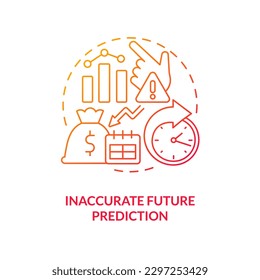 Inaccurate future prediction red gradient concept icon. Wrong forecast. Economic indicators disadvantage abstract idea thin line illustration. Isolated outline drawing. Myriad Pro-Bold font used