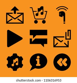 inactive, discussion, flat, envelope, shopping cart and technical icon vector set. Flat vector design with filled icons. Designed for web and software interfaces