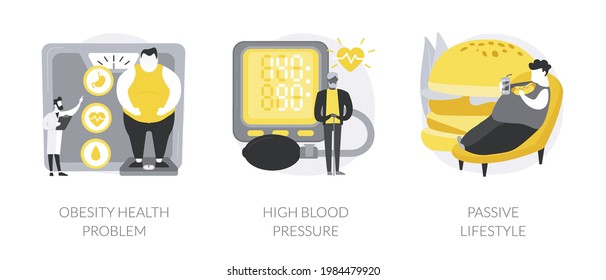 Inactive lifestyle problems abstract concept vector illustrations.